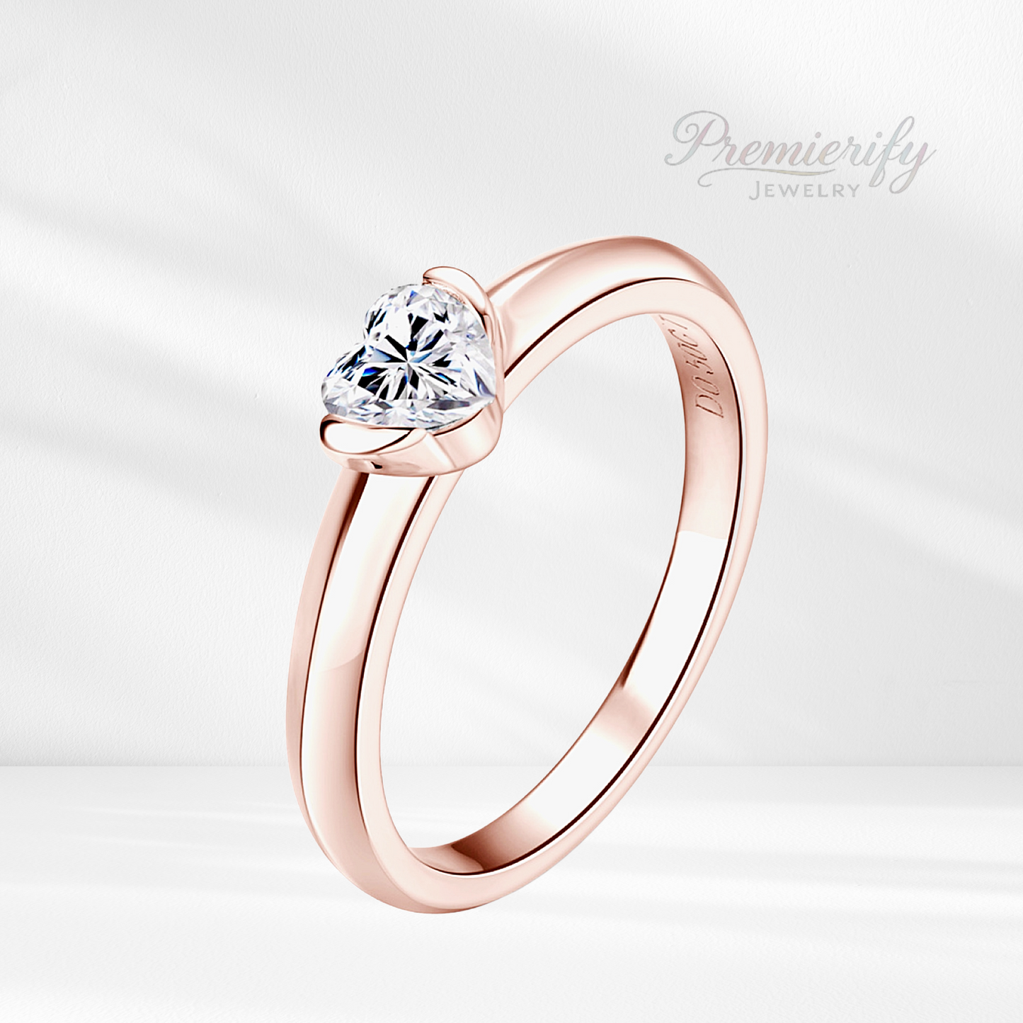 Ariel Ring .5Ct. Heart-Cut Moissanite in 925 Sterling in Rose Gold Plating