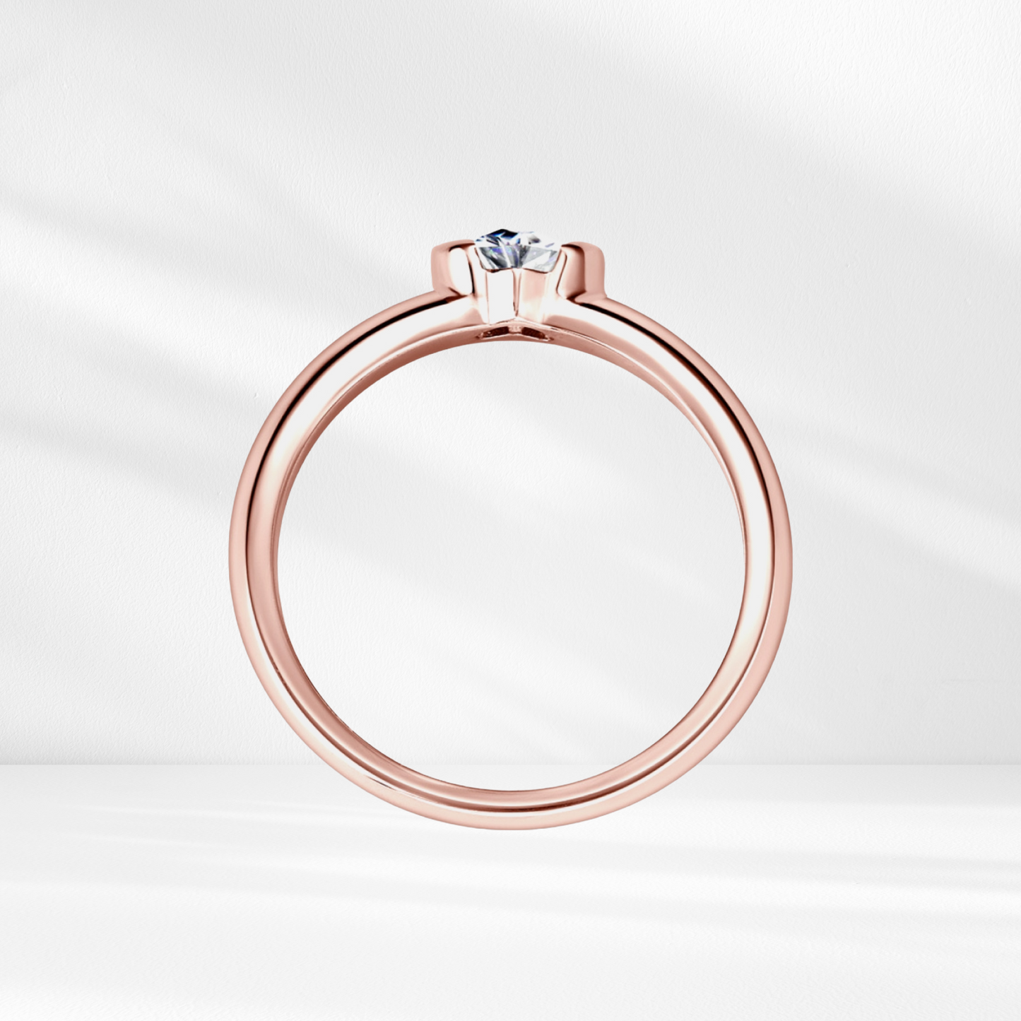 Ariel Ring .5Ct. Heart-Cut Moissanite in 925 Sterling in Rose Gold Plating