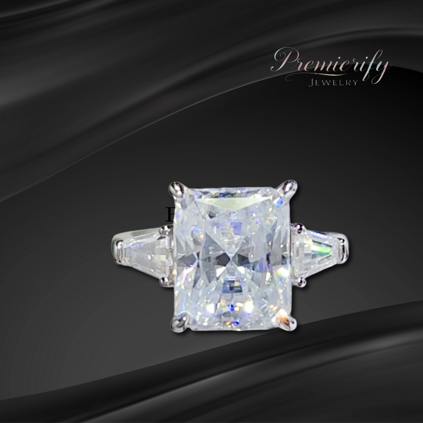 Auridora™ 5ct D-VVS Radiant Moissanite Trillion Side Engagement Ring