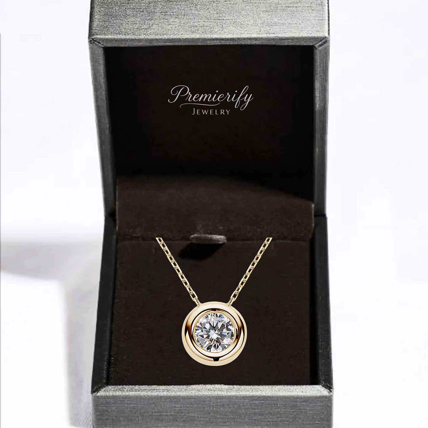 Premierify™ Signature 1 Carat Moissanite Bezel Pendant Necklace
