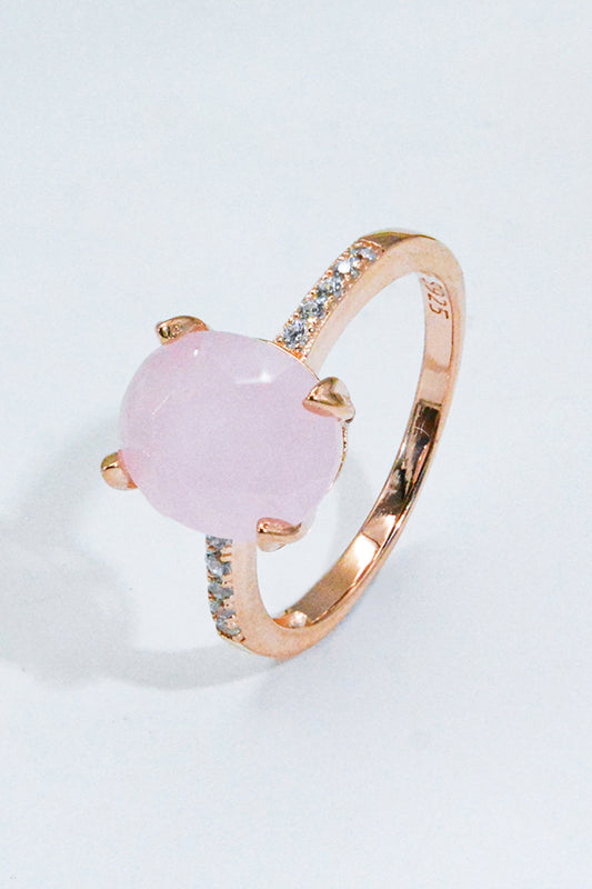 Aurora Blush™ rose quartz ring in 18k rose-gold plated 925 sterling silver