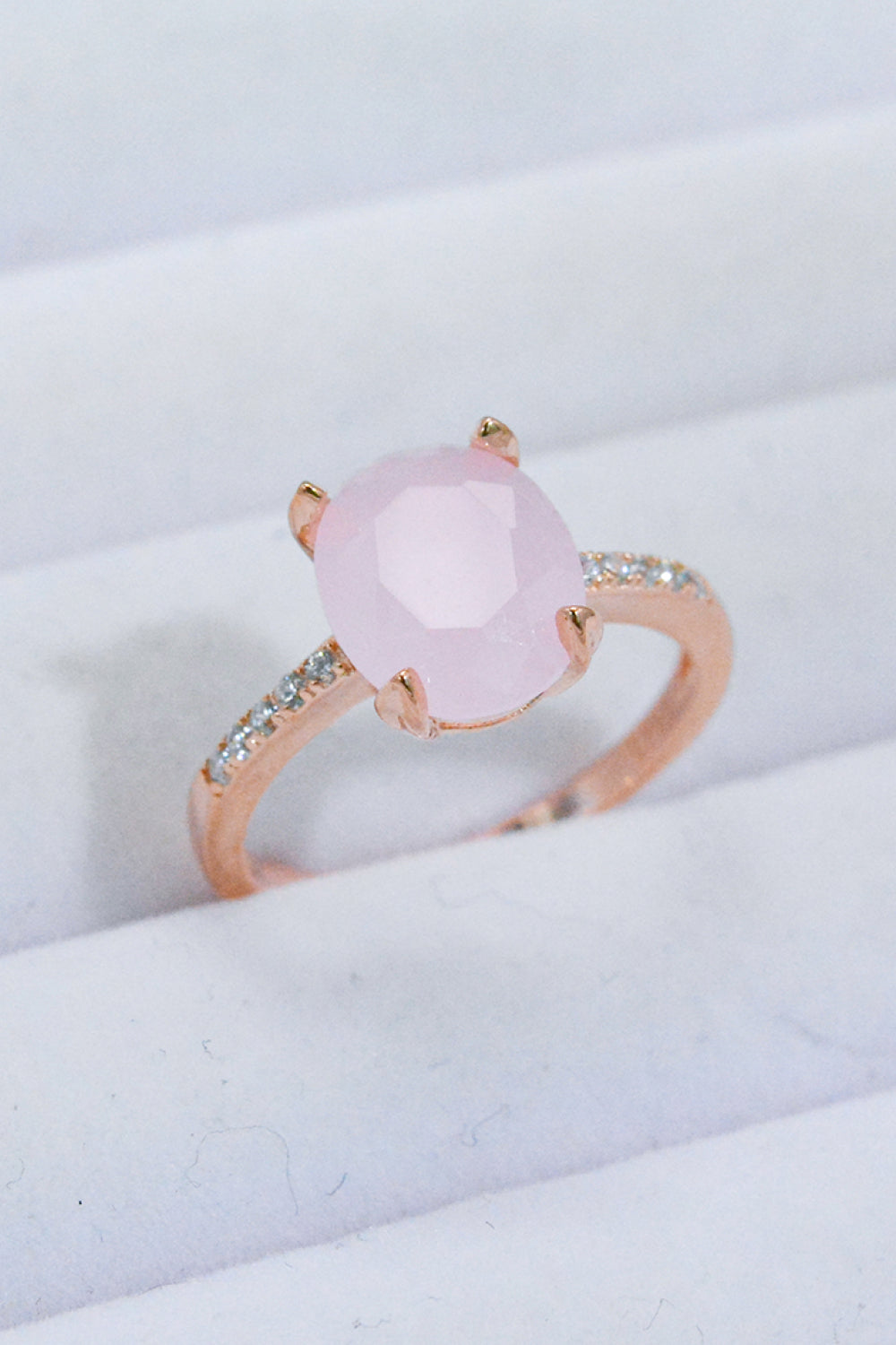 Side view of Aurora Blush™ ring with minimalist low-profile setting
