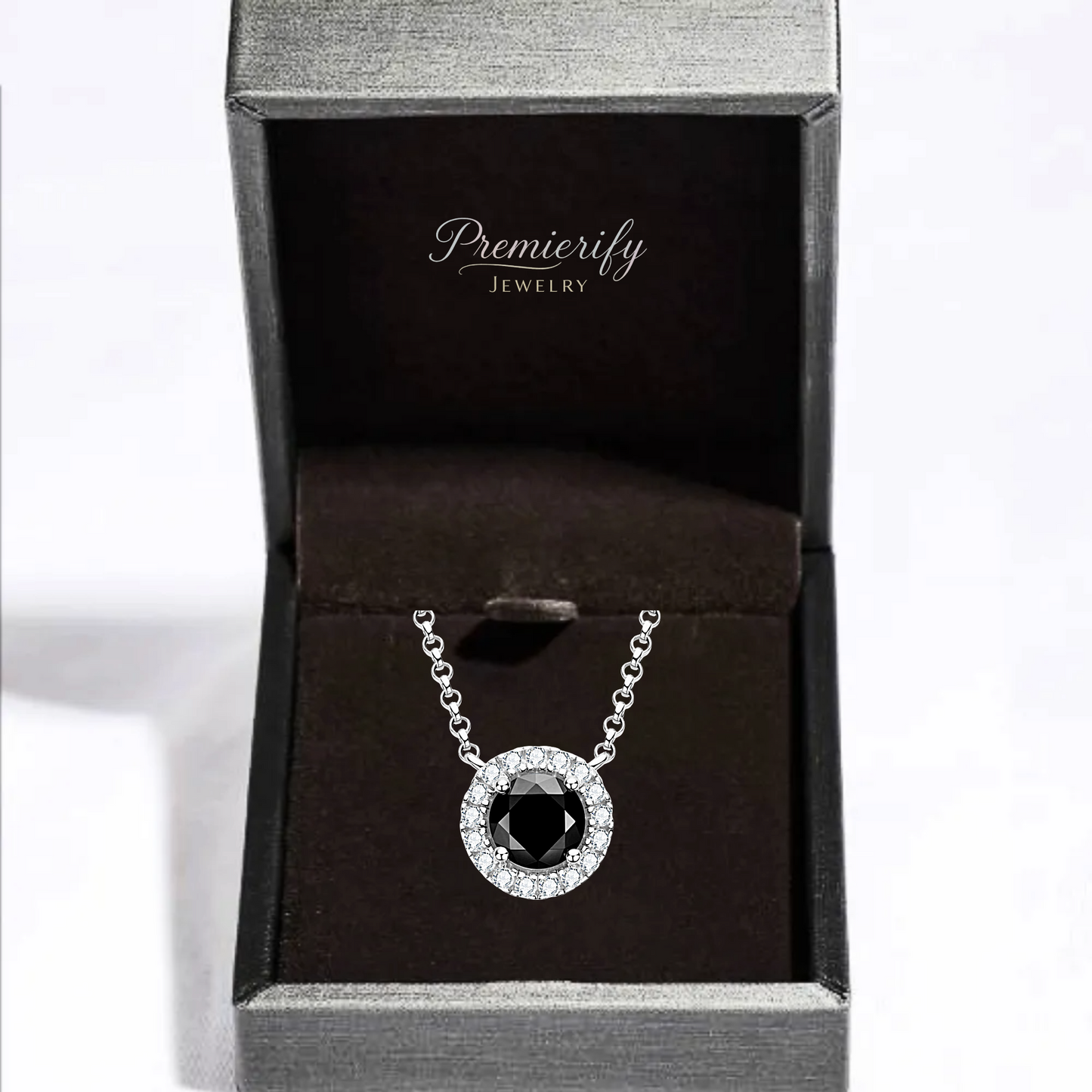 Black onyx necklace in a Premierify Jewelry box