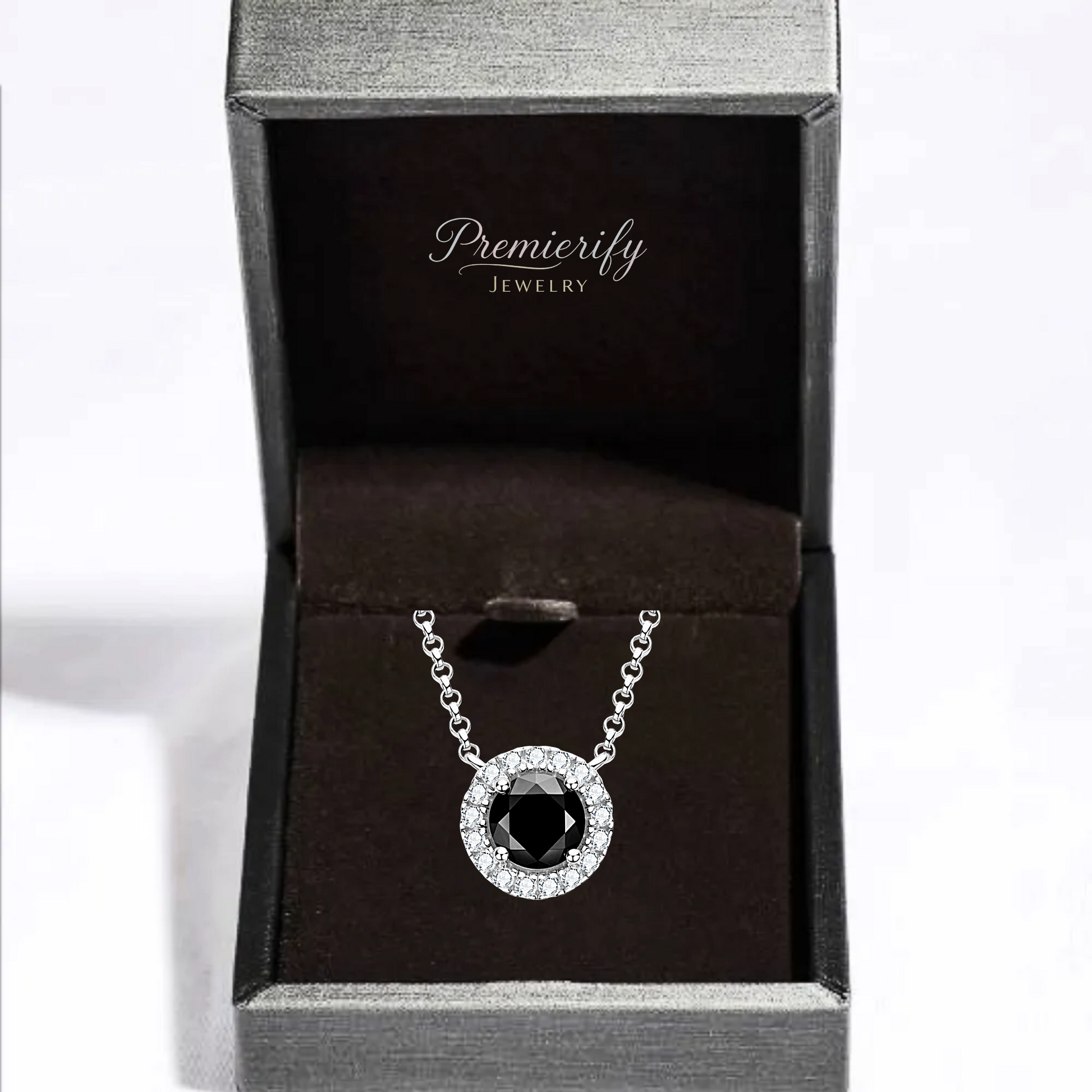 Black onyx necklace in a Premierify Jewelry box
