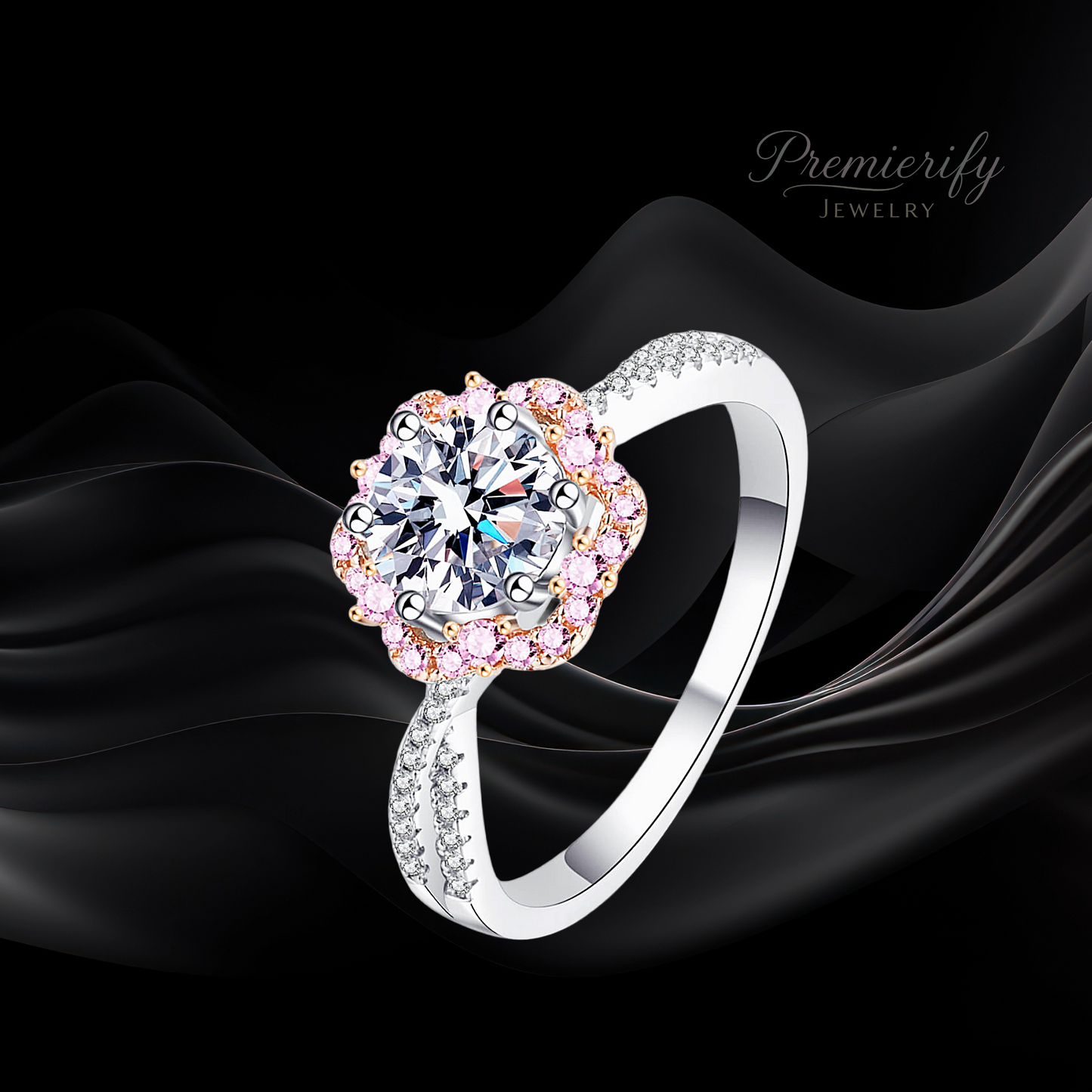 Blooming Radiance 1 Ct. Moissanite Floral Crossover Ring
