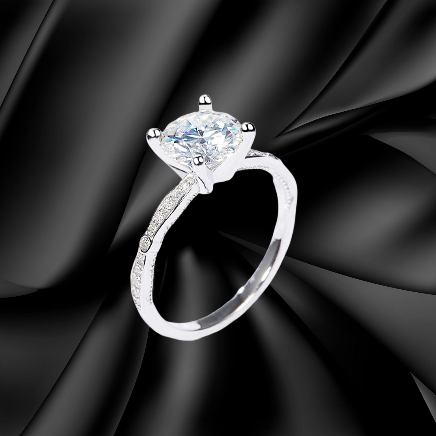 Calvea™ – 1.5ct D-VVS Round Moissanite Engagement Ring Platinum-Plated