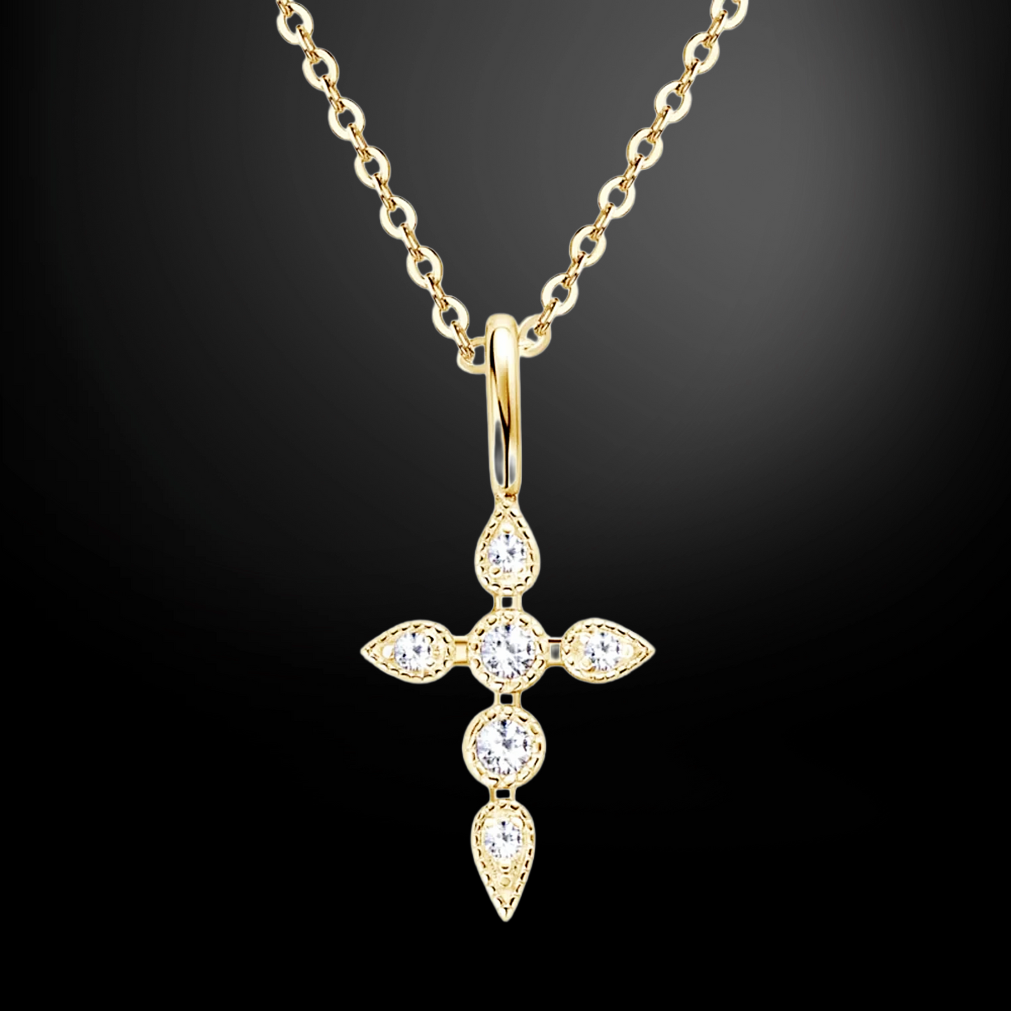 Moissanite Cross Necklace – Dainty Pendant • 925 Sterling Silver • Platinum or 18k Plated