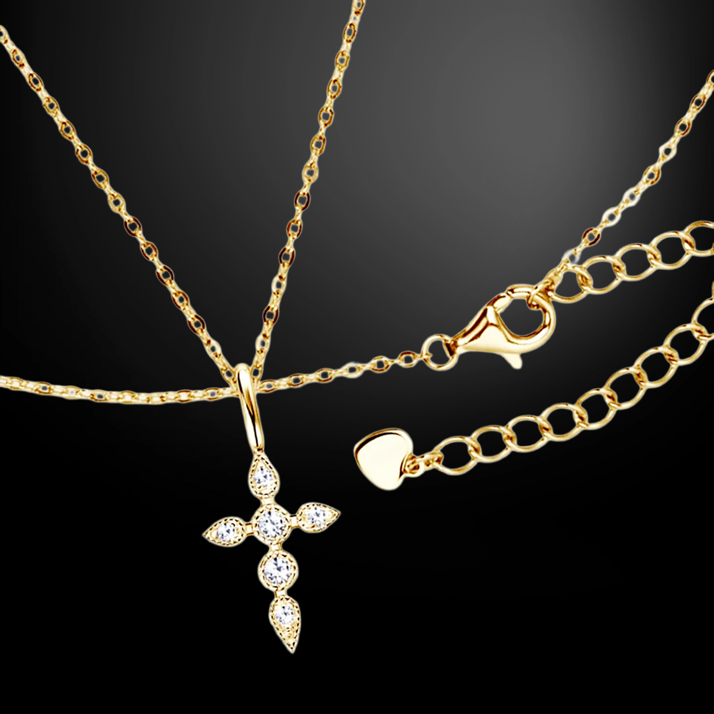 Moissanite Cross Necklace – Dainty Pendant • 925 Sterling Silver • Platinum or 18k Plated