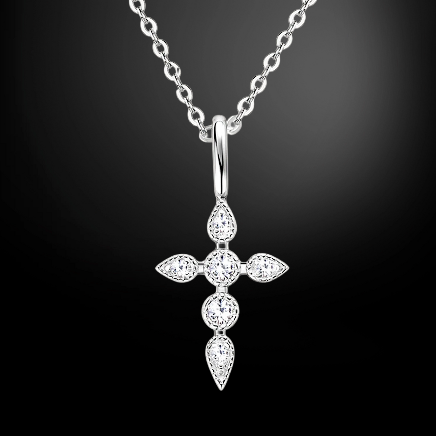 Moissanite Cross Necklace – Dainty Pendant • 925 Sterling Silver • Platinum or 18k Plated