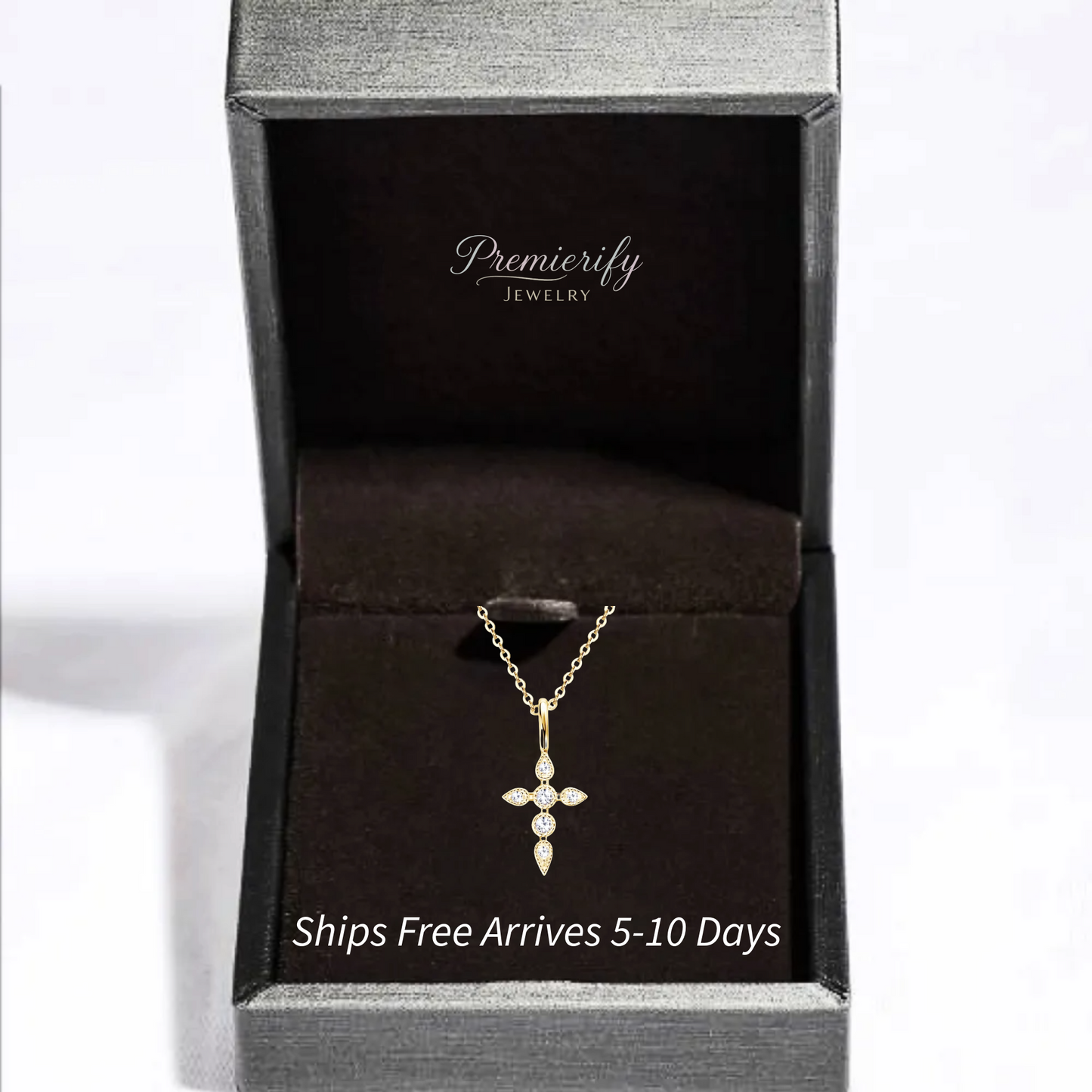 Moissanite Cross Necklace – Dainty Pendant • 925 Sterling Silver • Platinum or 18k Plated