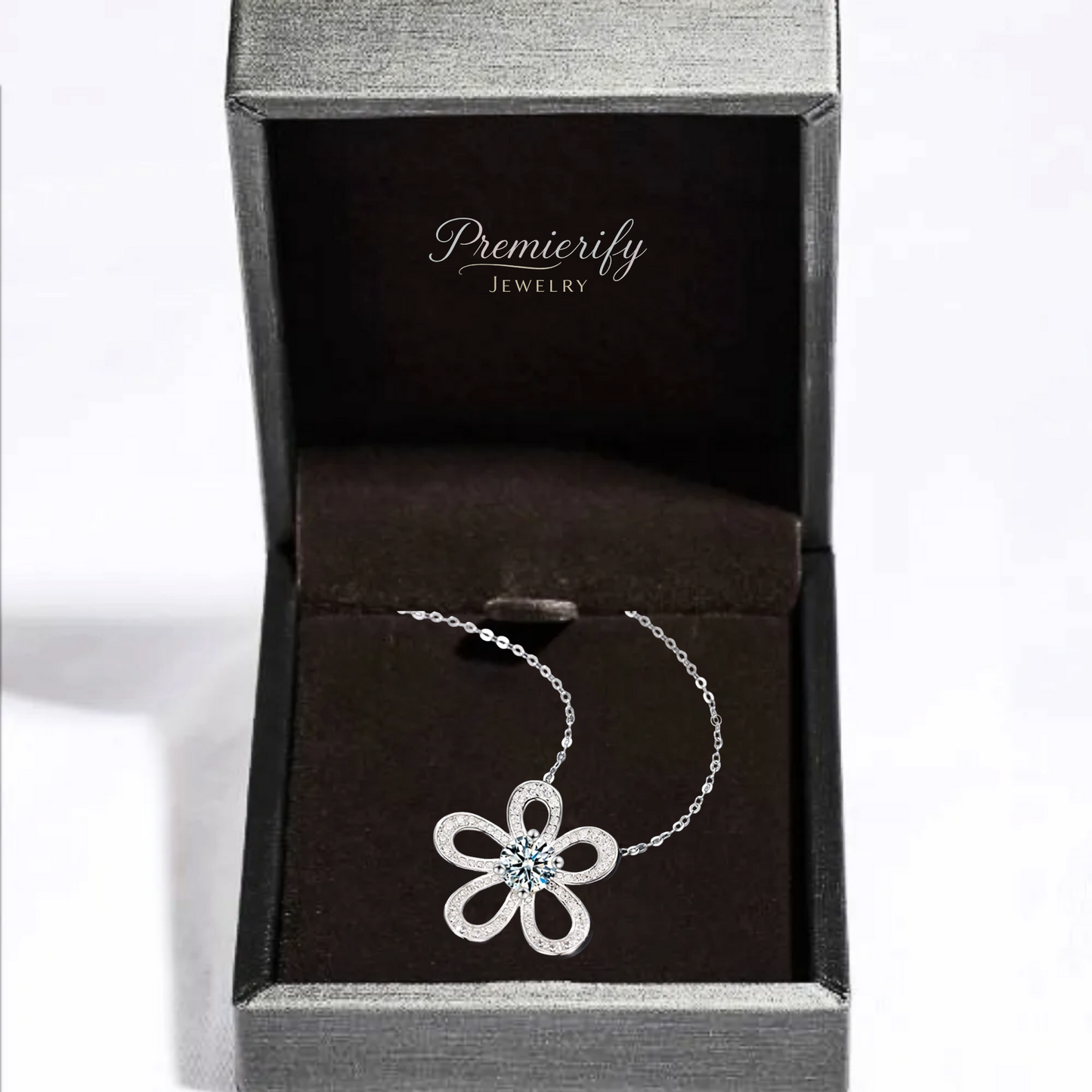 1ct  Moissanite 925 Sterling Silver Daisy Flower Pendant Necklace
