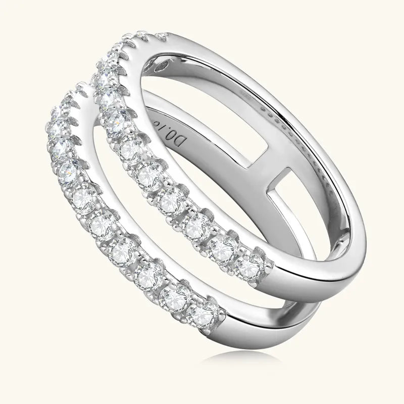 Premierify Ring – Twin Flame | Certified Moissanite Double Row Band