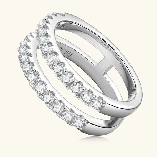 Premierify Ring – Twin Flame | Certified Moissanite Double Row Band