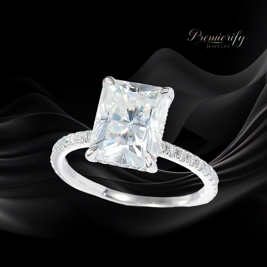 Echelon™ 4ct Radiant-Cut Moissanite Engagement Ring – Platinum-Plated 925