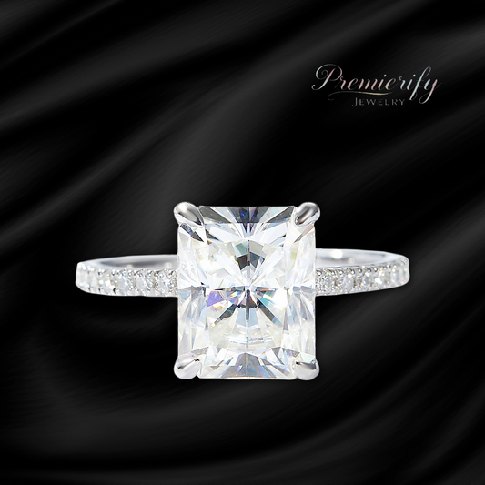 Echelon™ 4ct Radiant-Cut Moissanite Engagement Ring – Platinum-Plated 925