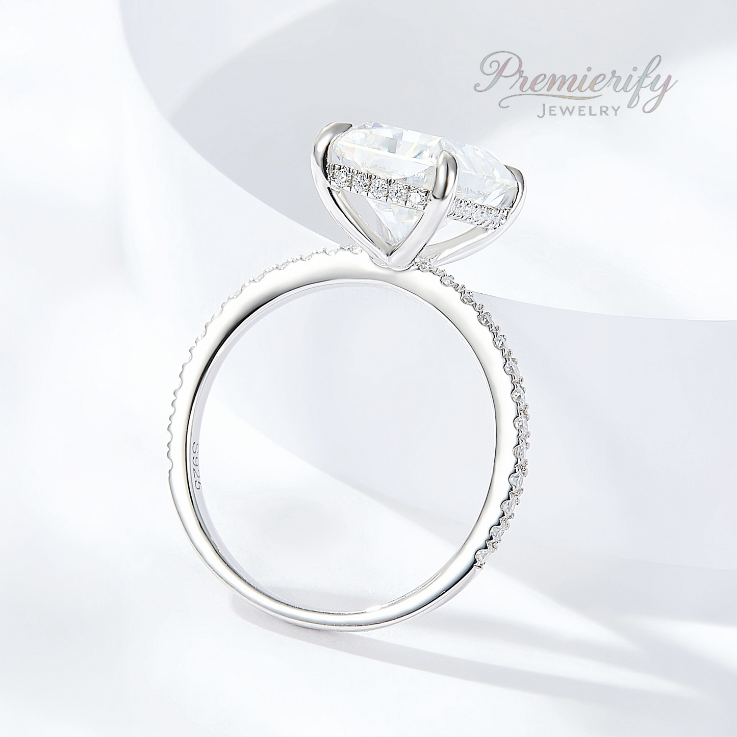 Echelon™ 4ct Radiant-Cut Moissanite Engagement Ring – Platinum-Plated 925