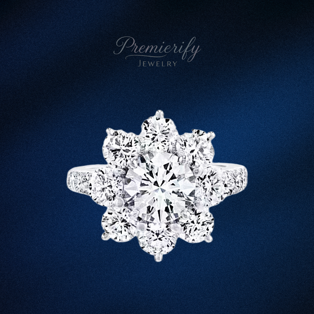 Fleur d’Éclat Ring – 1 Ct. Moissanite Flower | Platinum 925 Silver