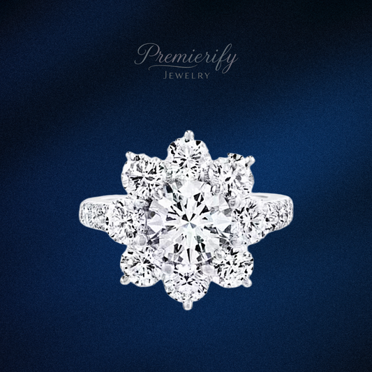 Fleur d’Éclat Ring – 1 Ct. Moissanite Flower | Platinum 925 Silver