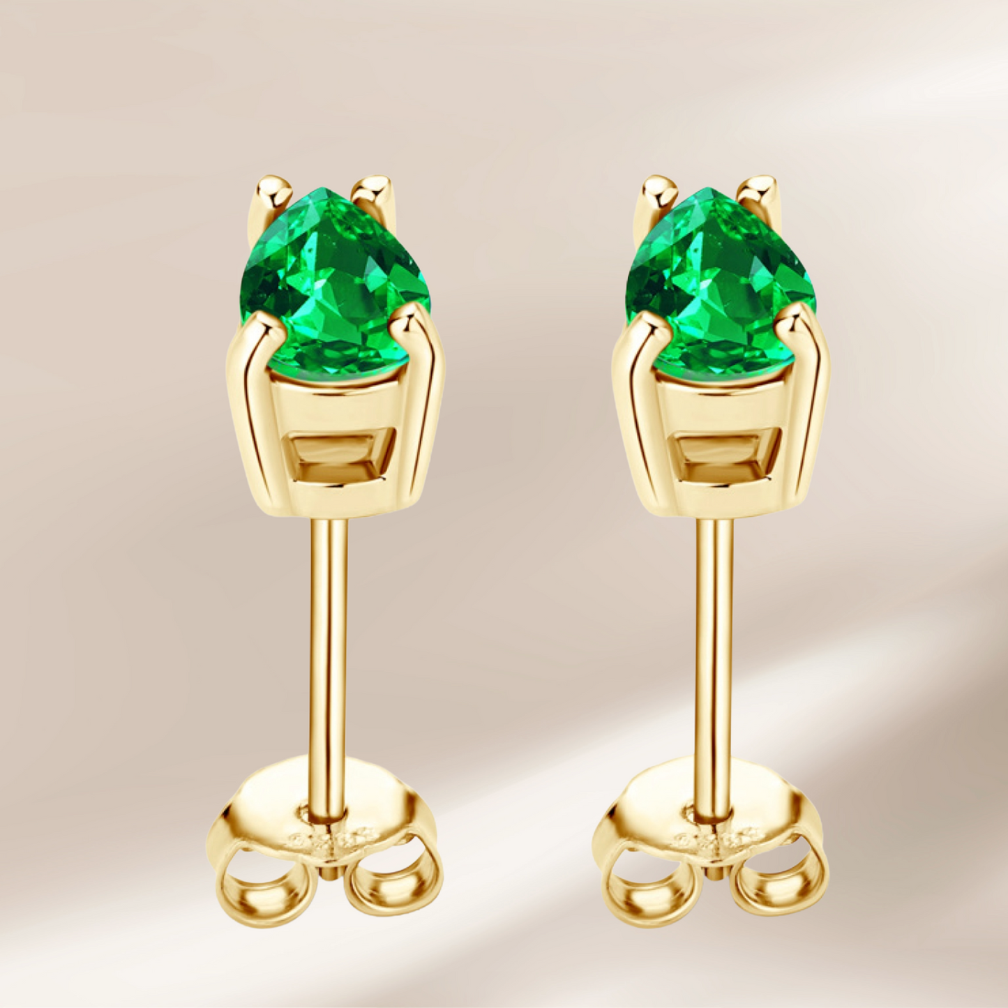 Premierify™ Lab-Grown Emerald Stud Earrings — 18K Gold-Plated 925 Sterling Silver