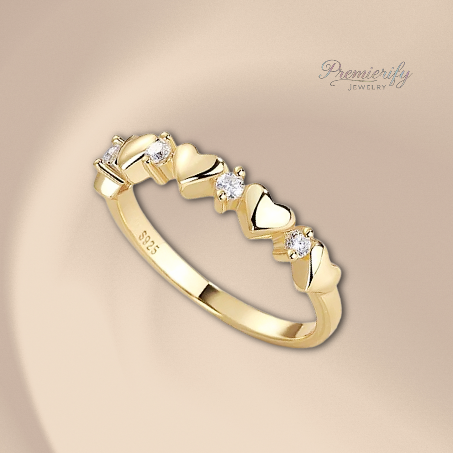 Lovelinked™ 18k Gold Plated Sterling Silver Moissanite Heart Ring