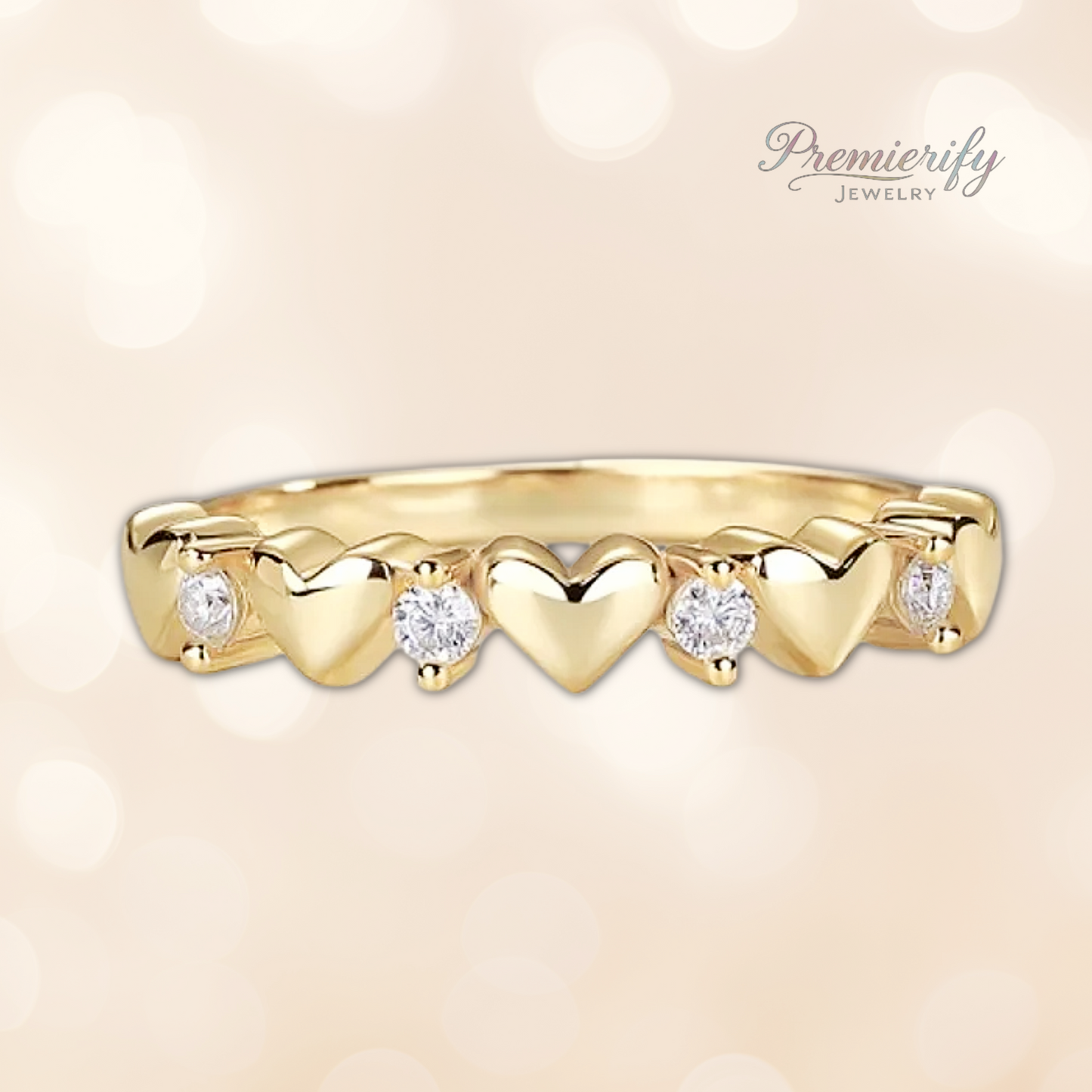 Lovelinked™ 18k Gold Plated Sterling Silver Moissanite Heart Ring