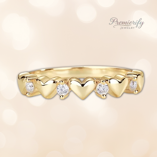 Lovelinked™ 18k Gold Plated Sterling Silver Moissanite Heart Ring