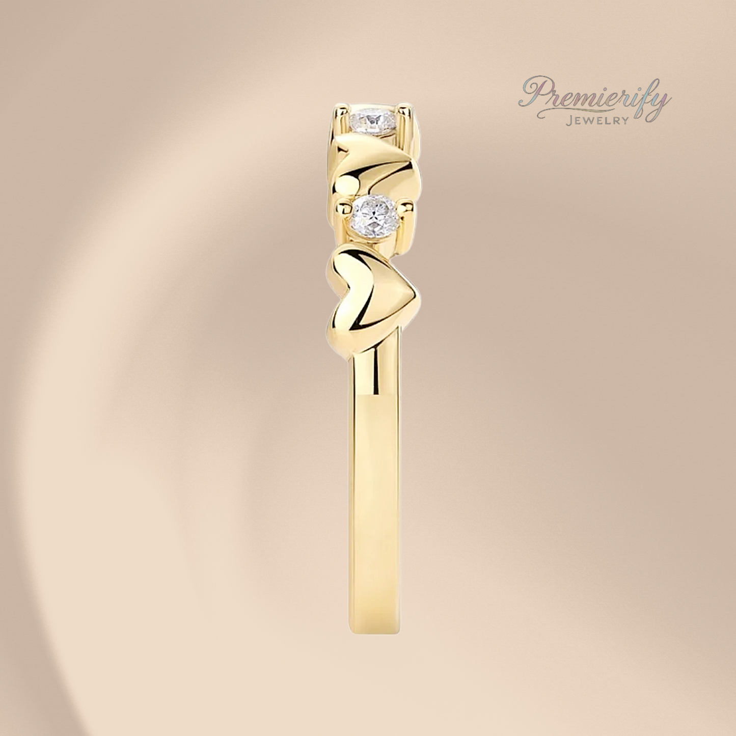 Lovelinked™ 18k Gold Plated Sterling Silver Moissanite Heart Ring