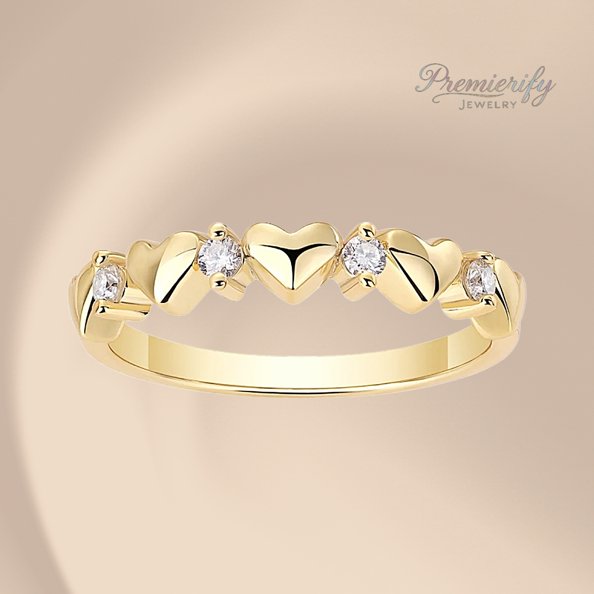 Lovelinked™ 18k Gold Plated Sterling Silver Moissanite Heart Ring