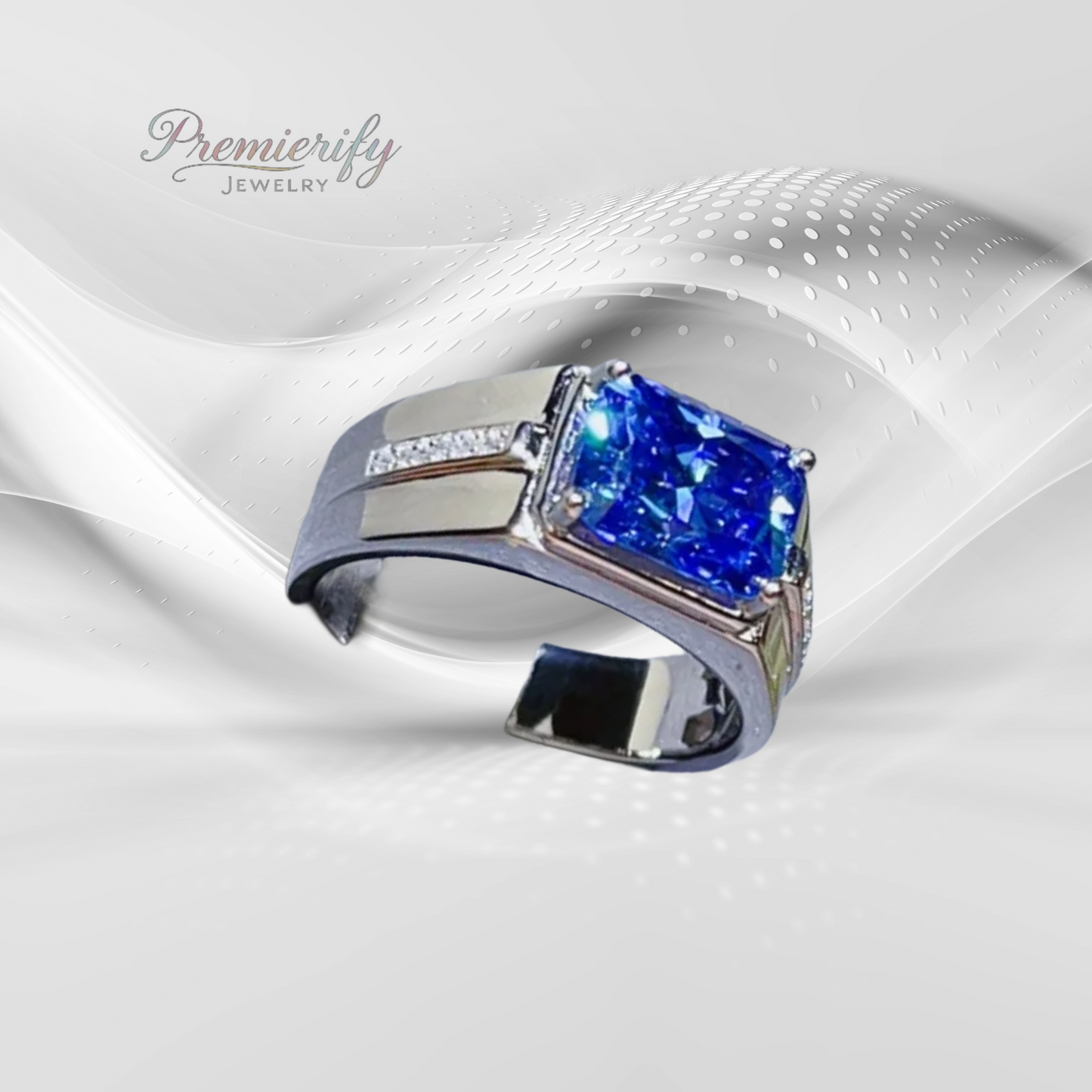 Lume Bleu™ 2ct Blue East West Bezel Moissanite Statement Ring