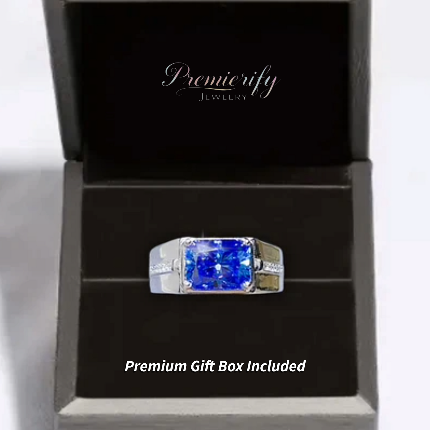 Lume Bleu™ 2ct Blue East West Bezel Moissanite Statement Ring