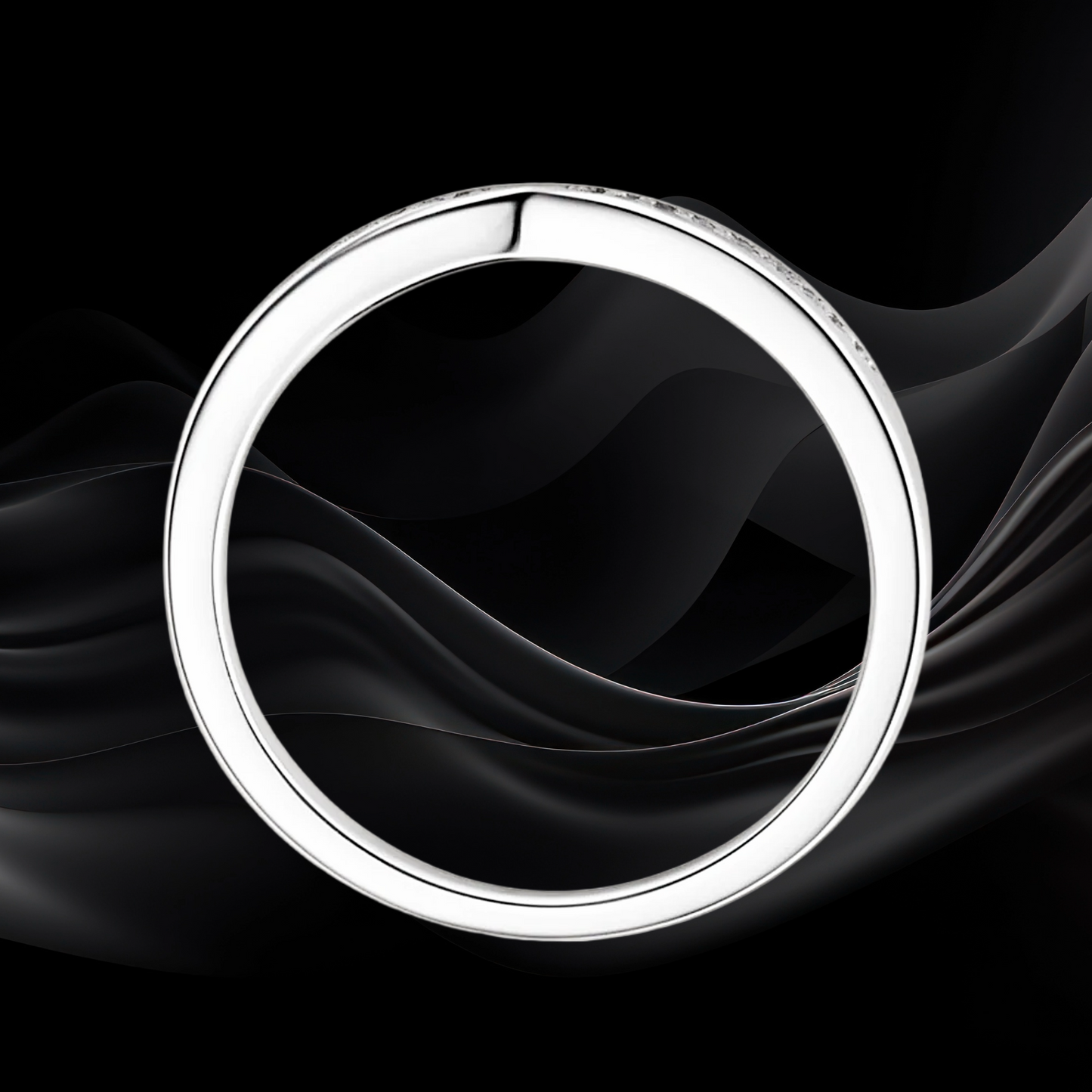 Stackable Moissanite Accent Ring Platinum Plated 925 Sterling Silver