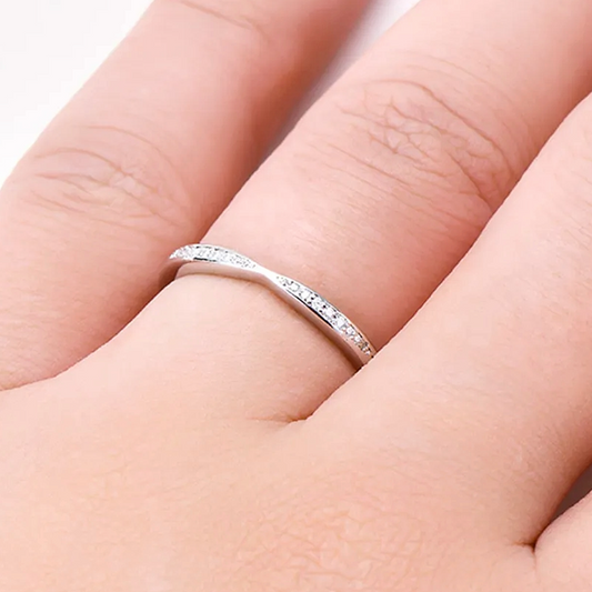 Stackable Moissanite Accent Ring Platinum Plated 925 Sterling Silver