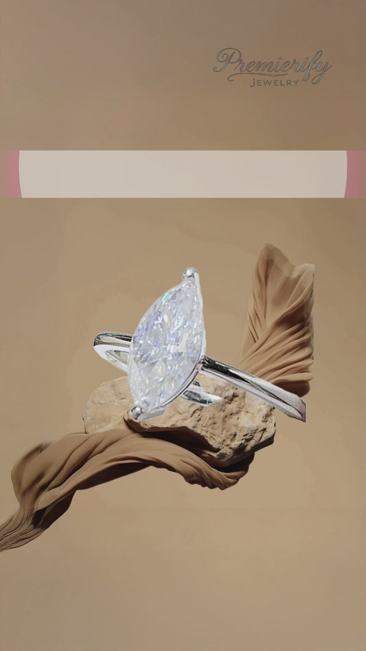 Serenata Marquise™ – 2 Carat Solitaire Platinum-Plated 925 Ring