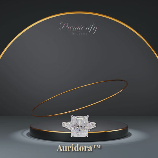 Auridora™ 5ct D-VVS Radiant Moissanite Trillion Side Engagement Ring