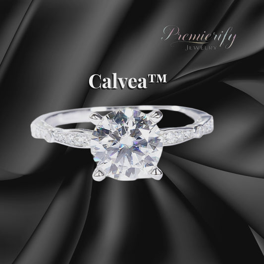 Calvea™ – 1.5ct D-VVS Round Moissanite Engagement Ring Platinum-Plated