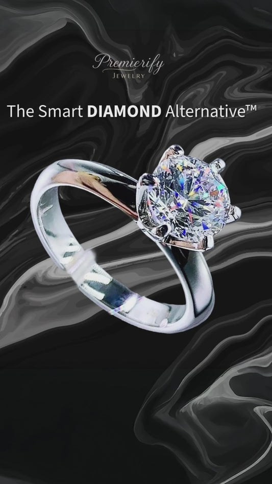 Kaitlyn Ann™  3 Ct. Round Cut Moissanite Solitaire Engagement Ring Platinum-Plated 925 Silver