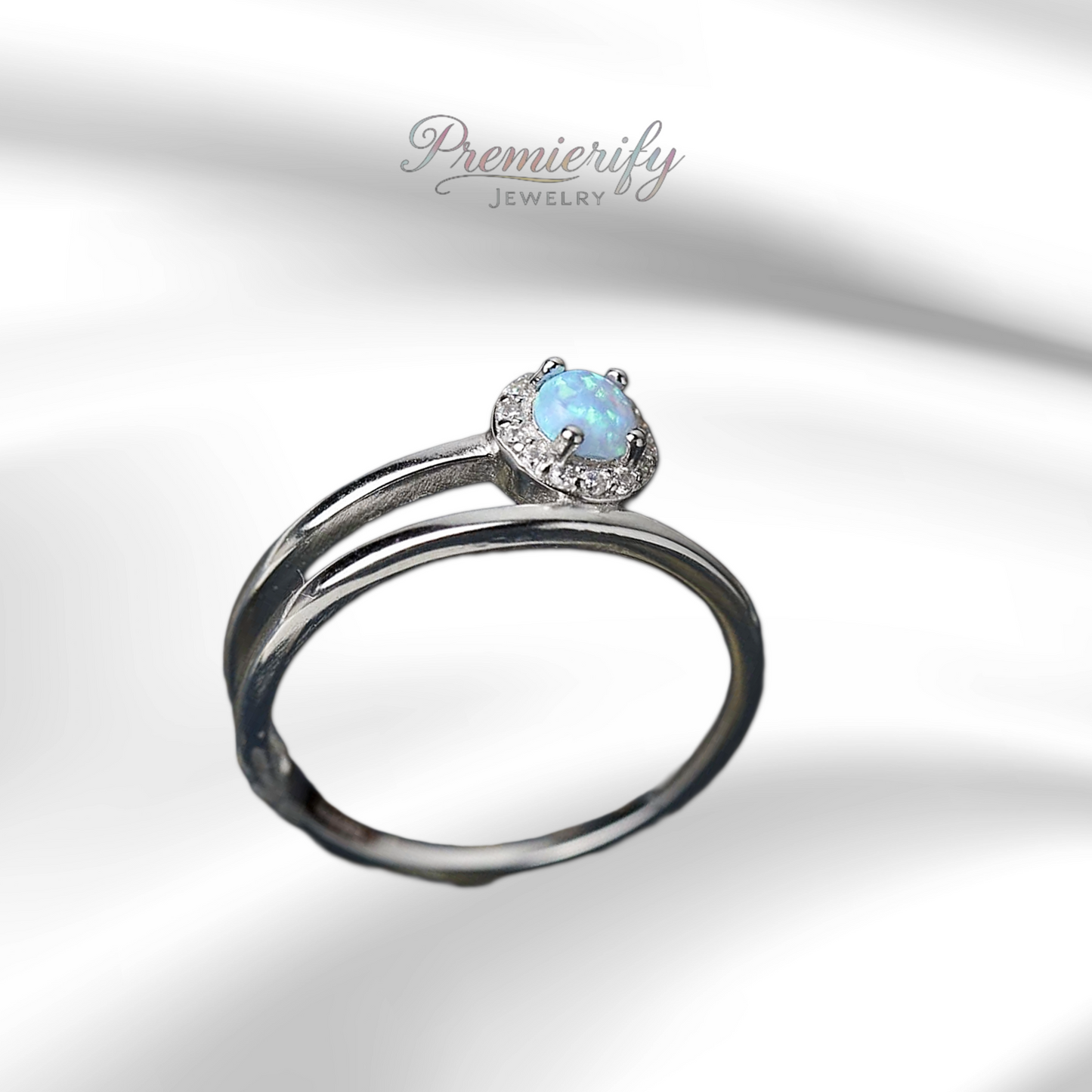 Serein™ Opal Solitaire Ring Platinum-Plated 925
