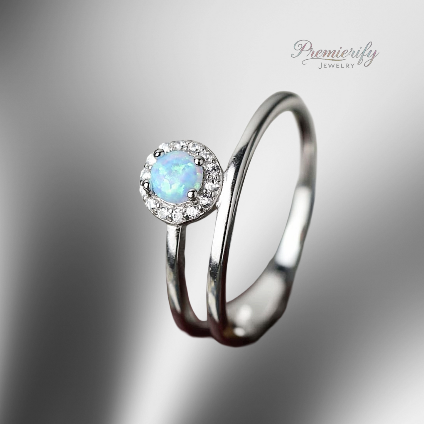 Serein™ Opal Solitaire Ring Platinum-Plated 925