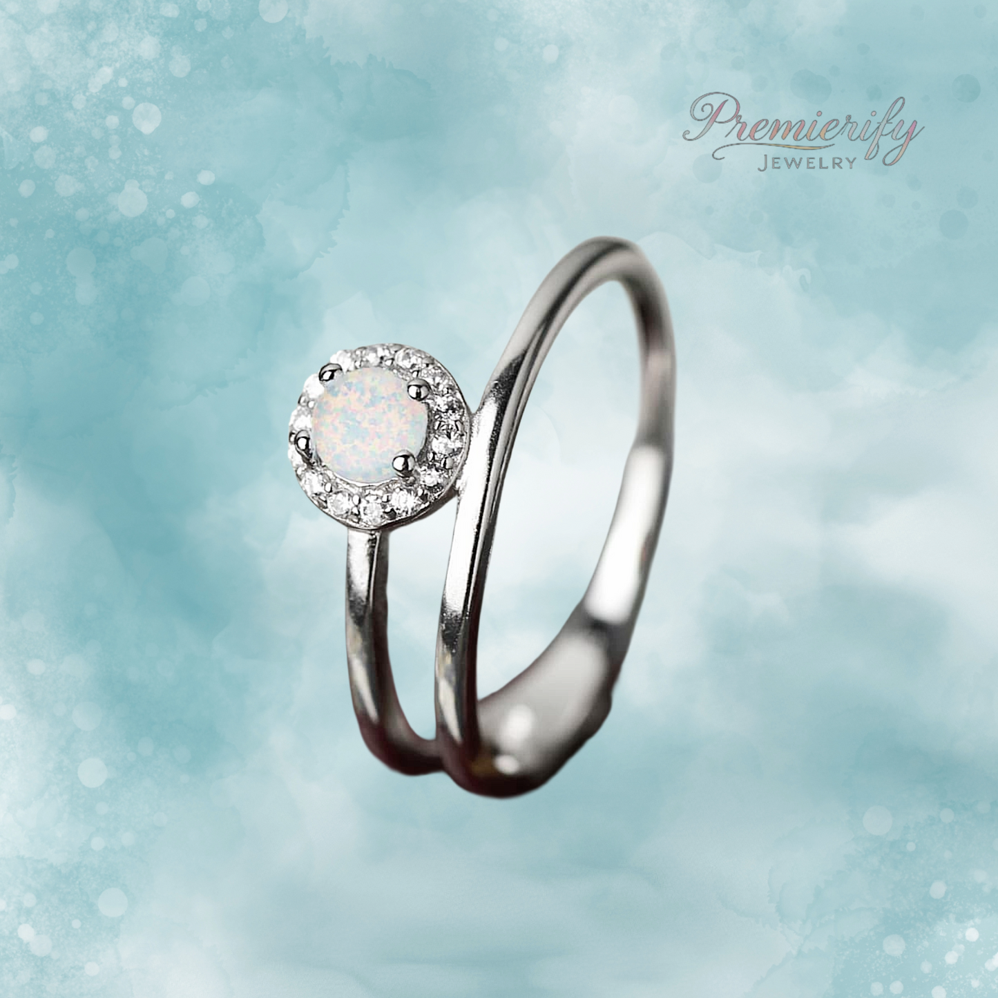 Serein™ Opal Solitaire Ring Platinum-Plated 925