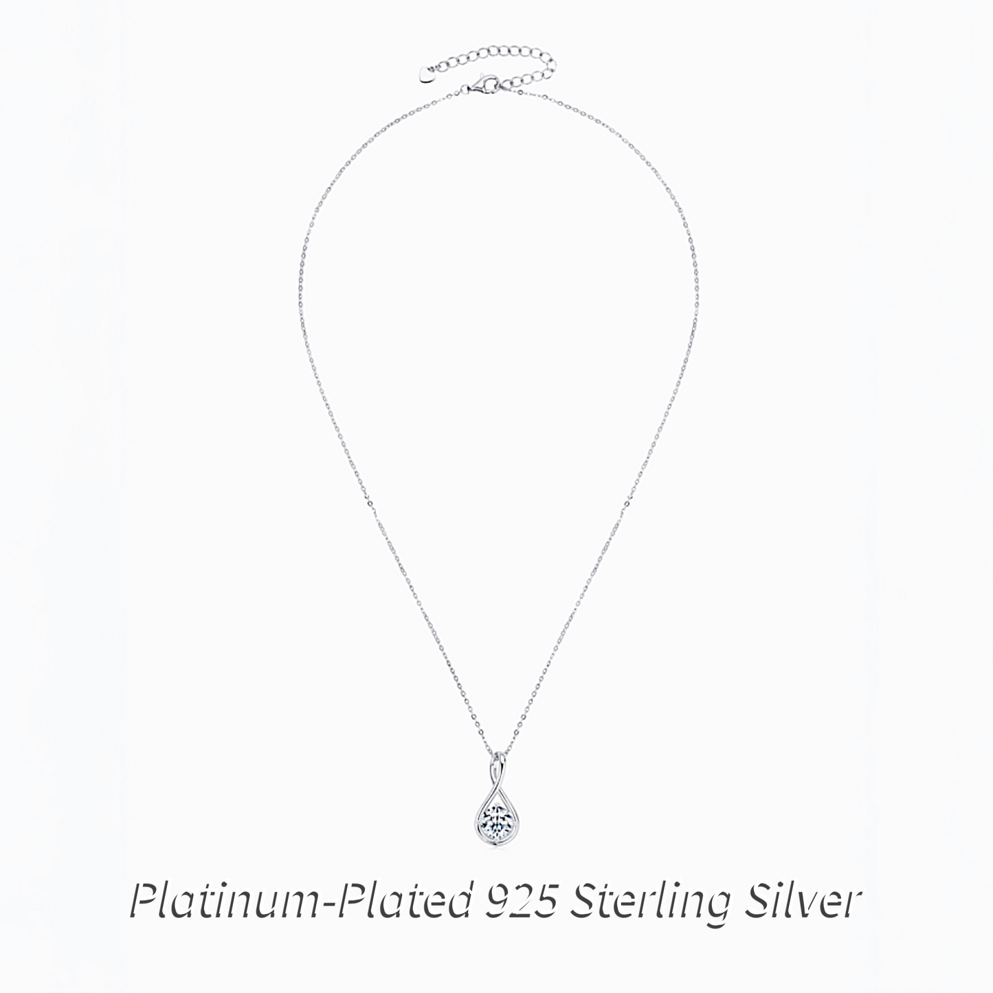 Silver necklace on white background platinum plated 925 silver.