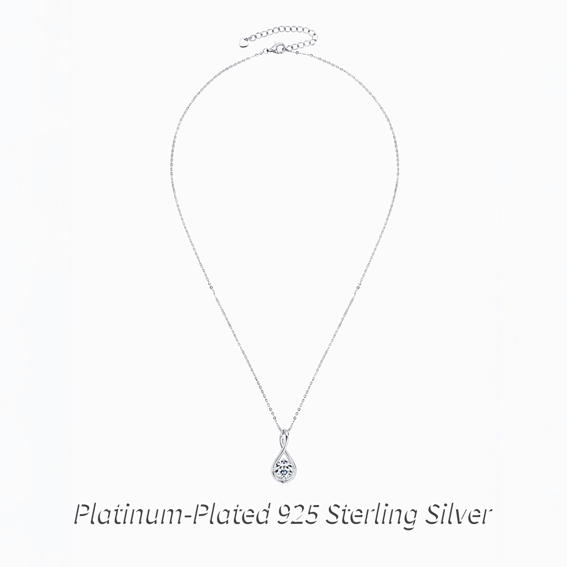Silver necklace on white background platinum plated 925 silver.