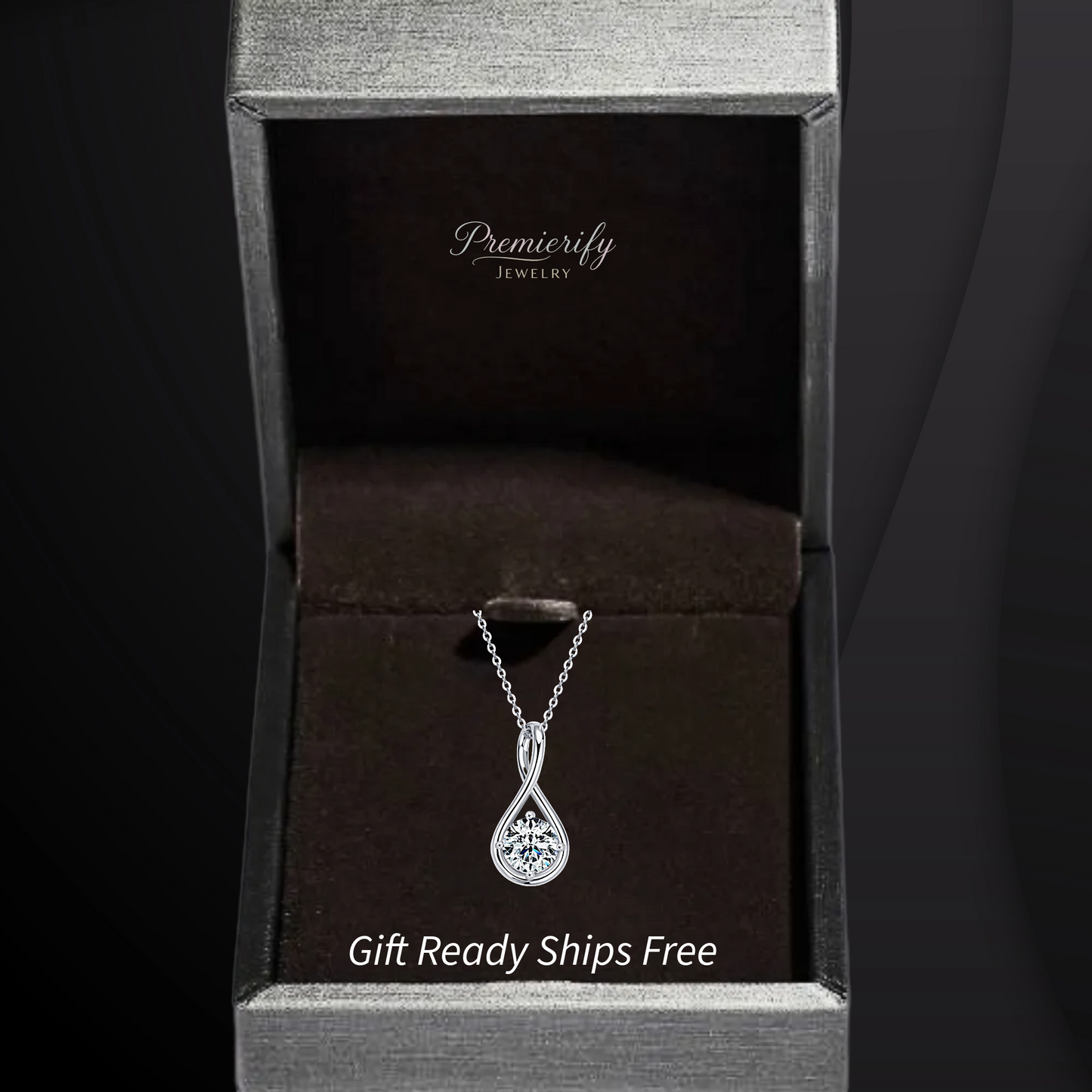 Premerify Jewelry gift box with silver infinity necklace gift ready gift ready ships free.