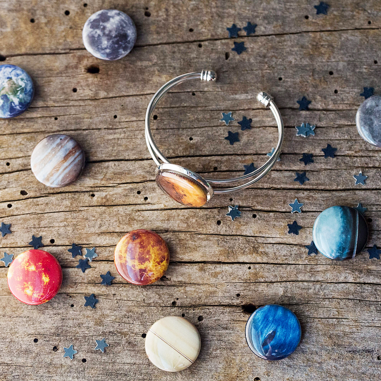 Solar System Cuff Bracelet – Magnetic Interchangeable Planets