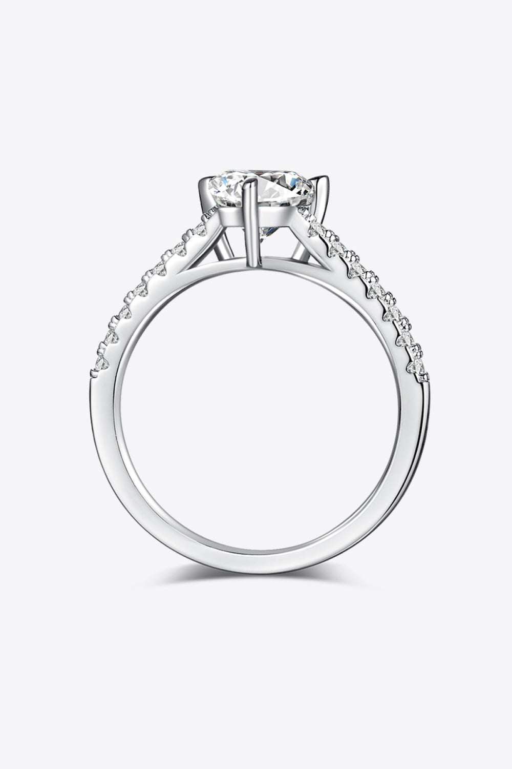 TriNova™ 1ct triangle moissanite ring in platinum-plated 925 with zircon accents