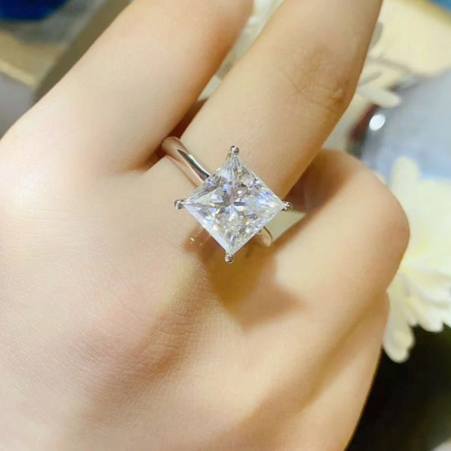 Veyra™ 5ct Princess-Cut D-VVS Certified Moissanite Engagement Ring