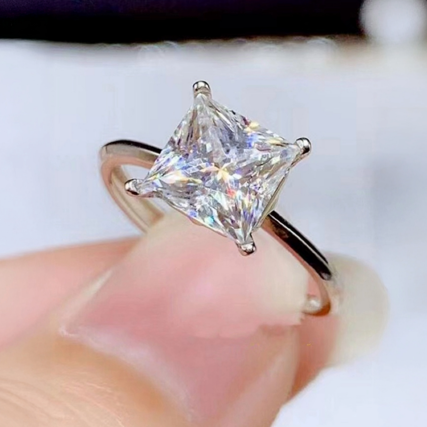 Veyra™ 5ct Princess-Cut D-VVS Certified Moissanite Engagement Ring