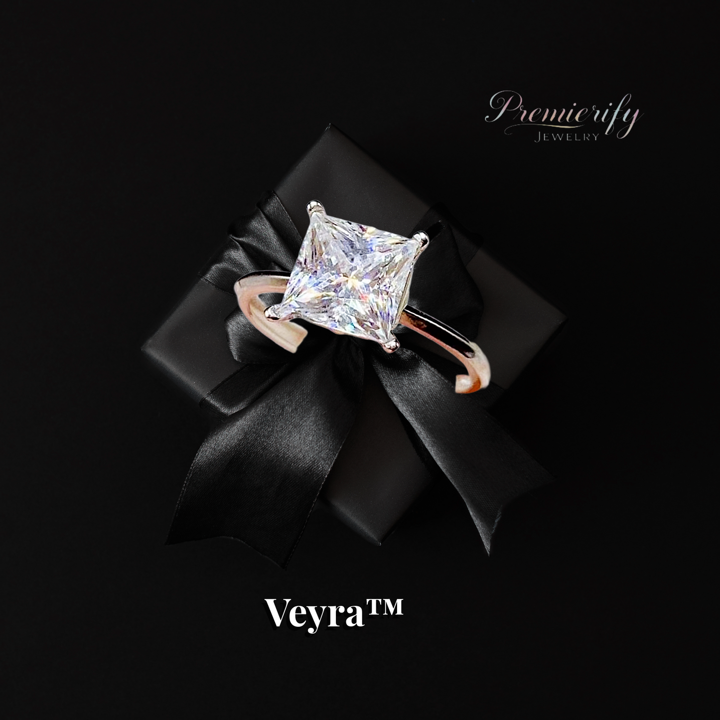 Veyra™ 5ct Princess-Cut D-VVS Certified Moissanite Engagement Ring