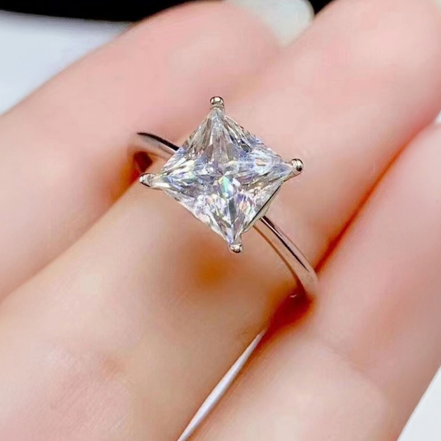 Veyra™ 5ct Princess-Cut D-VVS Certified Moissanite Engagement Ring