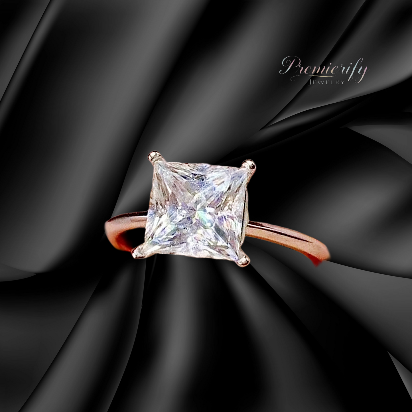Veyra™ 5ct Princess-Cut D-VVS Certified Moissanite Engagement Ring